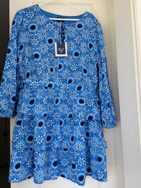 ROLLER RABBIT for TARGET~Size L~NWT~Star Medallion Print Tiered Mini Dress Blue